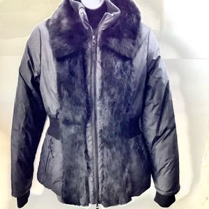 - Buffalo winter coat black rabbit real fur medium